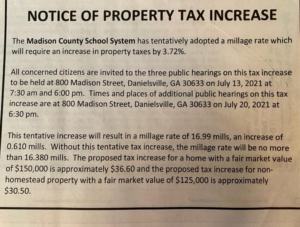 Notice of Property Tax Increase